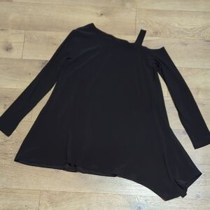 Sympli Black Long Sleeve Asymmetrical One Shoulder Tunic Top sz 10